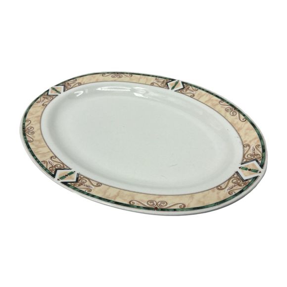 Lynn's China Serving Plate Vintage 1990s Cathay pattern marble rim dish - Picture 1 of 11